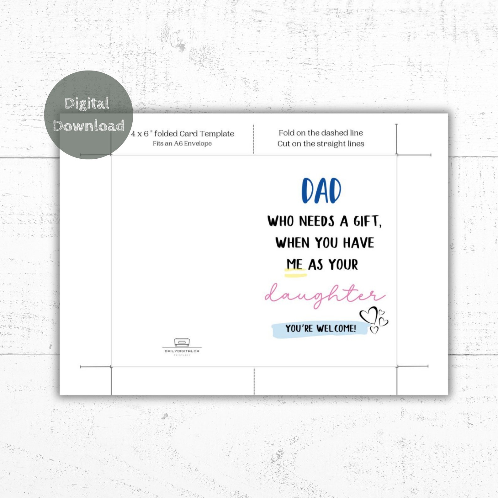 Dad Birthday Card, Printable Birthday Card for Dad, Funny Birthday Card for Dad, Dad Birthday ...