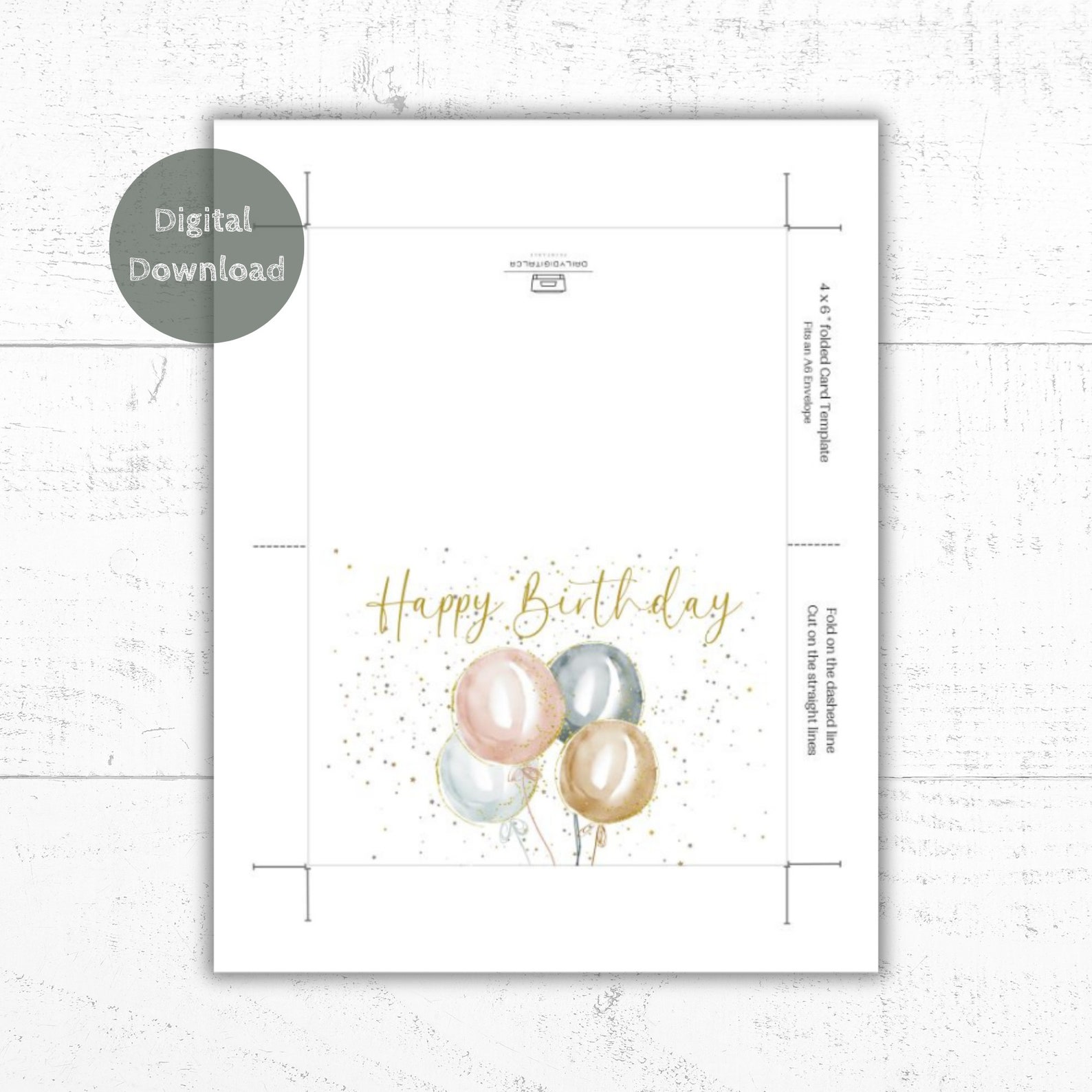 Printable Birthday Card, Digital Download Card, Printable Birthday ...