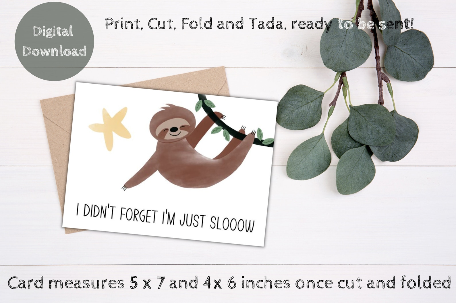Printable Birthday Card Funny Birthday Card Happy Belated Birthday Card ...