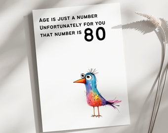 80er Geburtstagskarte, lustige 80er Geburtstagskarte, glückliche 80er Karte, Vogel Geburtstagskarte, Vogelliebhaber 80er Geburtstagskarte, 80er Bestie Karte