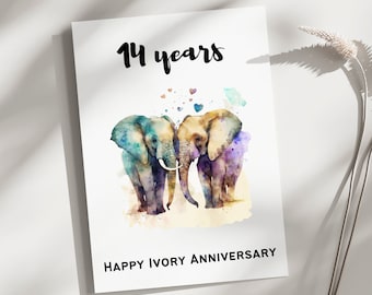 Funny 14th Anniversary Card for Husband, Ivory Anniversary Gift