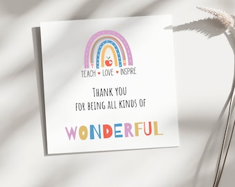 Printable Thank you Teacher Appreciation Card Digital Teacher birthday, Teacher Instant Thank you Card for Teacher Amazing teacher Rainbow