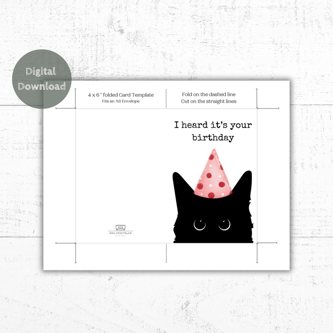 Printable Birthday Card, Digital Download Birthday Card, Digital Card ...