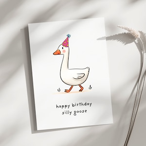 Tarjeta de cumpleaños tonta de ganso tarjeta de felicitación del juego de ganso, ganso con tarjeta de sombrero de fiesta, tarjeta de cumpleaños divertida para él, ella, mejor amiga, hermano hijo, amigo
