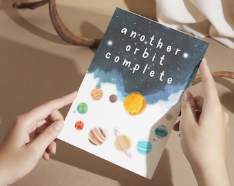Space Birthday card Printable Galaxy Theme Printable Solar system birthday card Another year gone Printable funny birthday card Space Solar