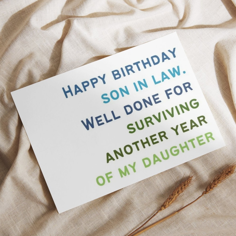 Funny Birthday Card for Son in Law, Son in Law Birthday Card Funny ...