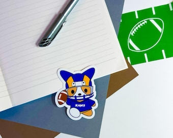 Naklejka z wykrojnikiem winylowym Football Rams Cute Kawaii Corgi Cookie z opcją holograficzną