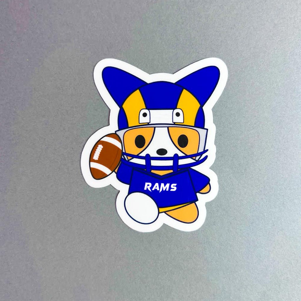 Football Rams Cute Kawaii Corgi Cookie Vinyl Diecut Sticker With ...