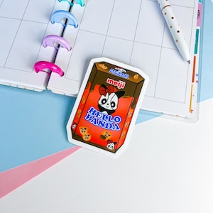 Hello Panda Asian Snacks Red Corgi Cookie Cute Kawaii vinilo troquelado con opción holográfica