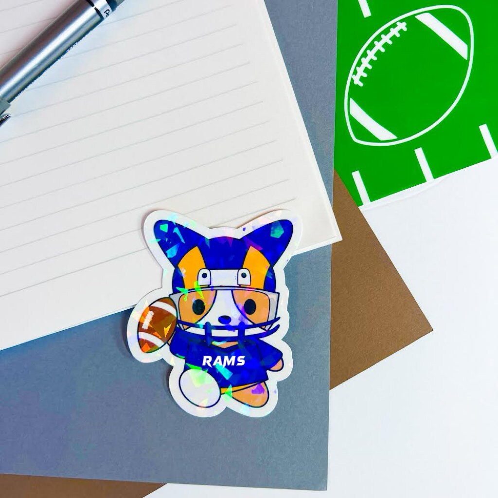 Football Rams Cute Kawaii Corgi Cookie Vinyl Diecut Sticker With ...