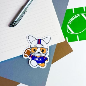 Football Bills Niedlicher Kawaii Corgis Cookie Vinyl Diecut Aufkleber mit holografischer Option