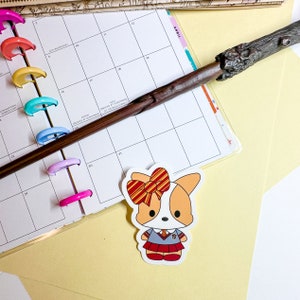 Harry Potter Gryffindor Schoolgirl Cute Kawaii Corgi Cookie Vinyl Diecut Sticker with Holographic Option