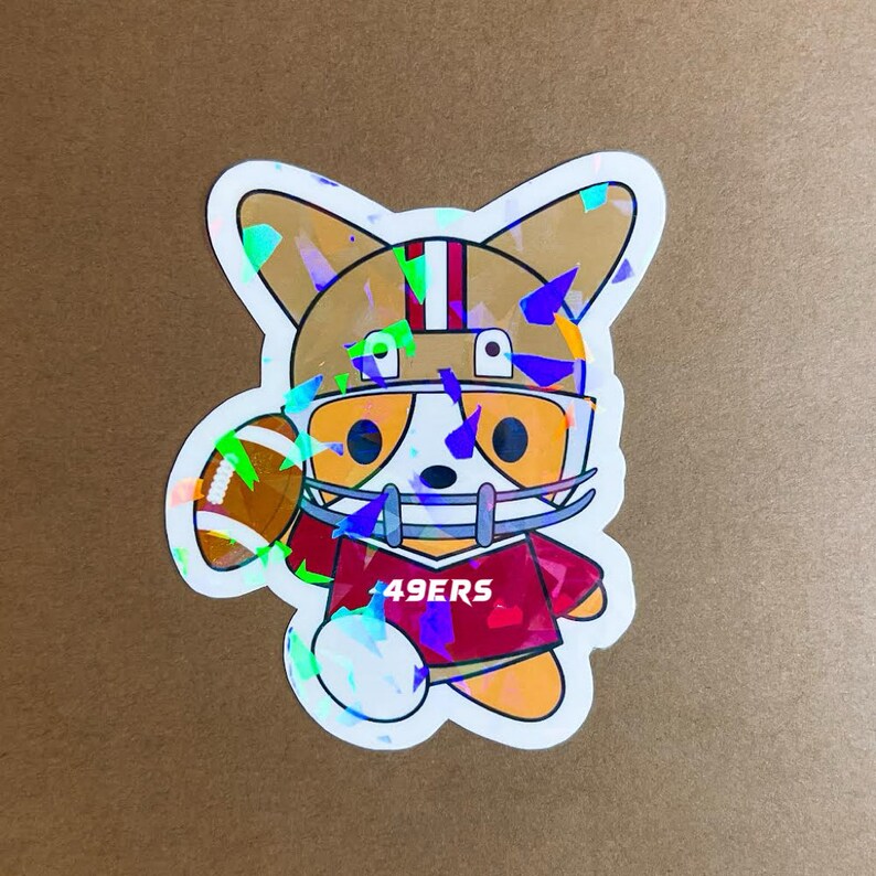 Niners Vinyl Football Niners Cute Kawaii Corgi Cookie Vinyl Diecut Sticker With ...