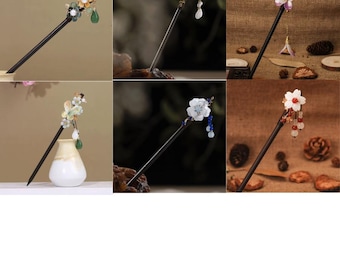 Wooden Floral Hair Stick – Handmade Chinese Style Updo Hair Stick, Elegant Hanfu Hair Accessory