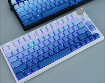 Blue Gradient Keycap Set, Translucent OEM Profile, Mechanical Keyboard