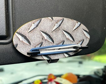 Elastic Hair Tie Holder for your Sun Visor - Diamond Plate