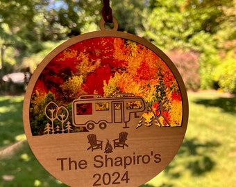 5th Wheel RV Sun Catchers with multiple choice in backgrounds -Personalize one for yourself or great to give as a gift.