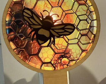 Bee Night light on honey comb