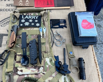 Personalized Tactical Christmas Stocking with Personalized Knife AND Tactical Survival Kit!