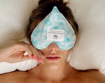 Eye pillow weighted hot/ cold mask filled with flax seed, rice, and lavender