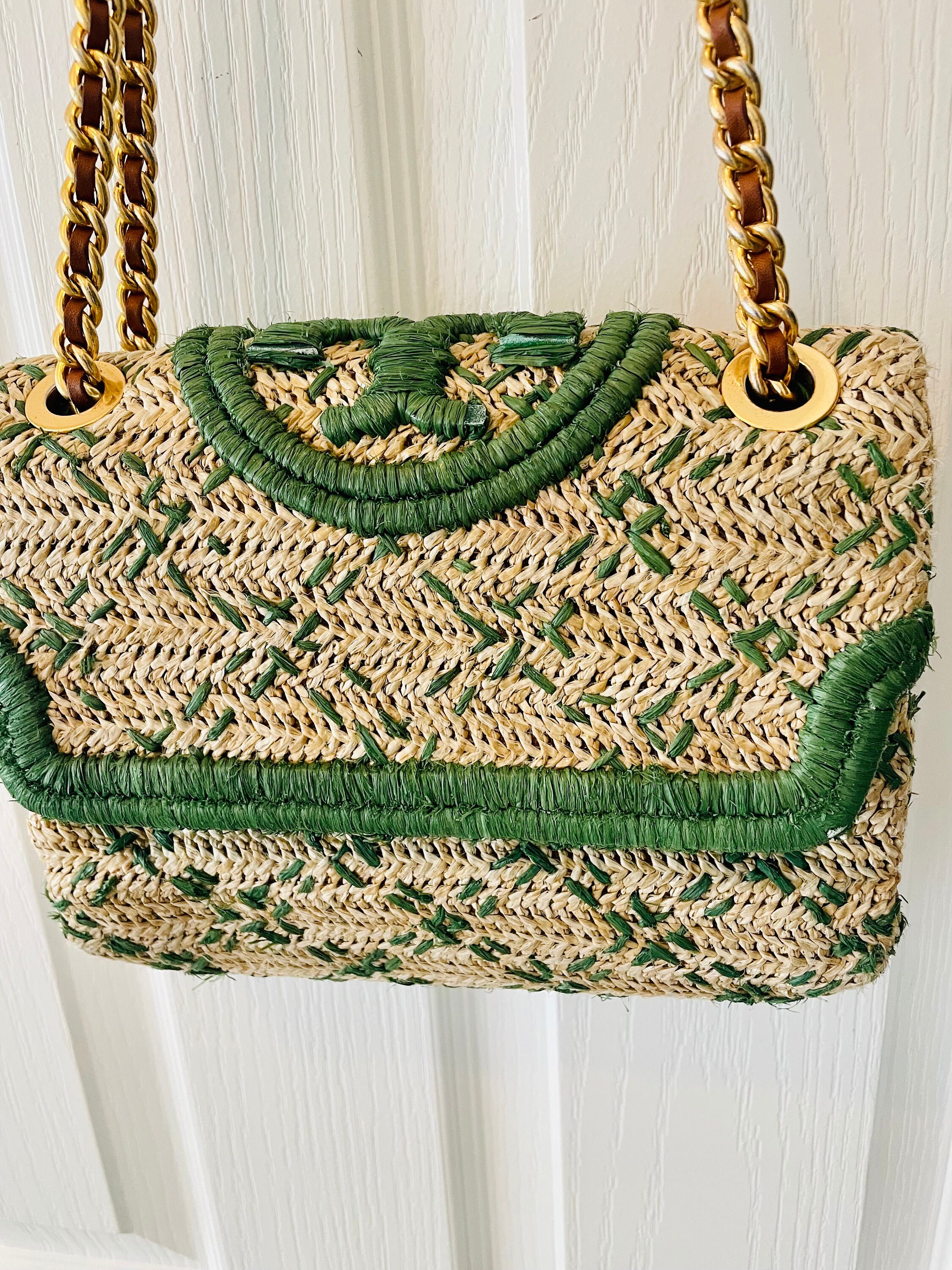Tory Burch Fleming Soft Straw Shoulder Bag Etsy