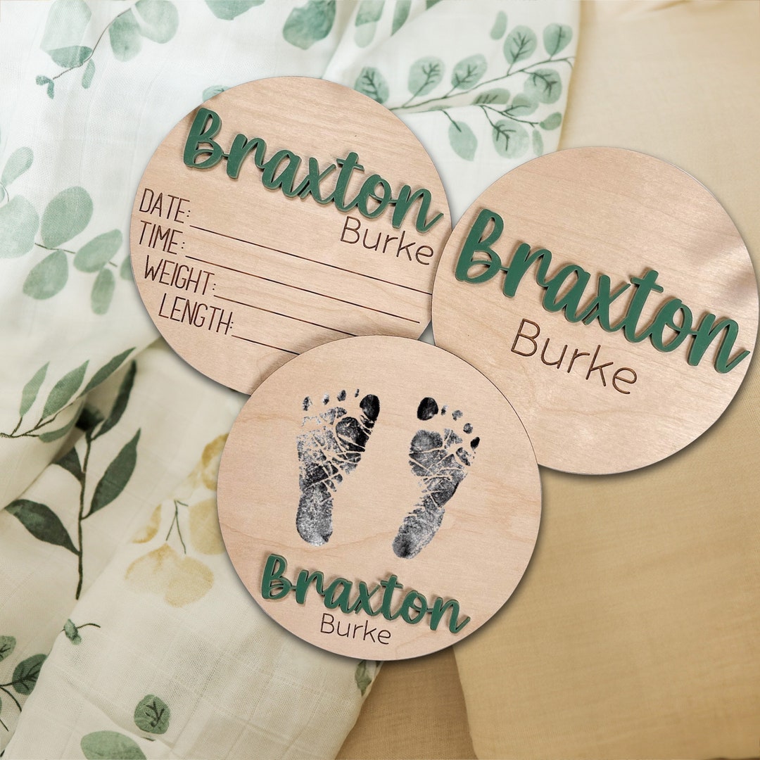 Baby Announcement Sign With Birth Stats, Footprint Sign for Newborn ...