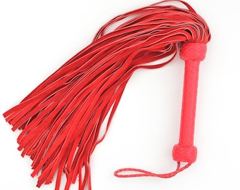 Handgefertigte rote Wildleder Flogger 100 Falls, Rindsleder strapazierfähige Peitsche