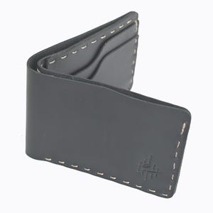 Cartera de cuero negro totalmente hecha a mano con llavero para hombre, cartera de cuero de cuero genuino, regalo de boda, regalo de fiesta, regalo para él
