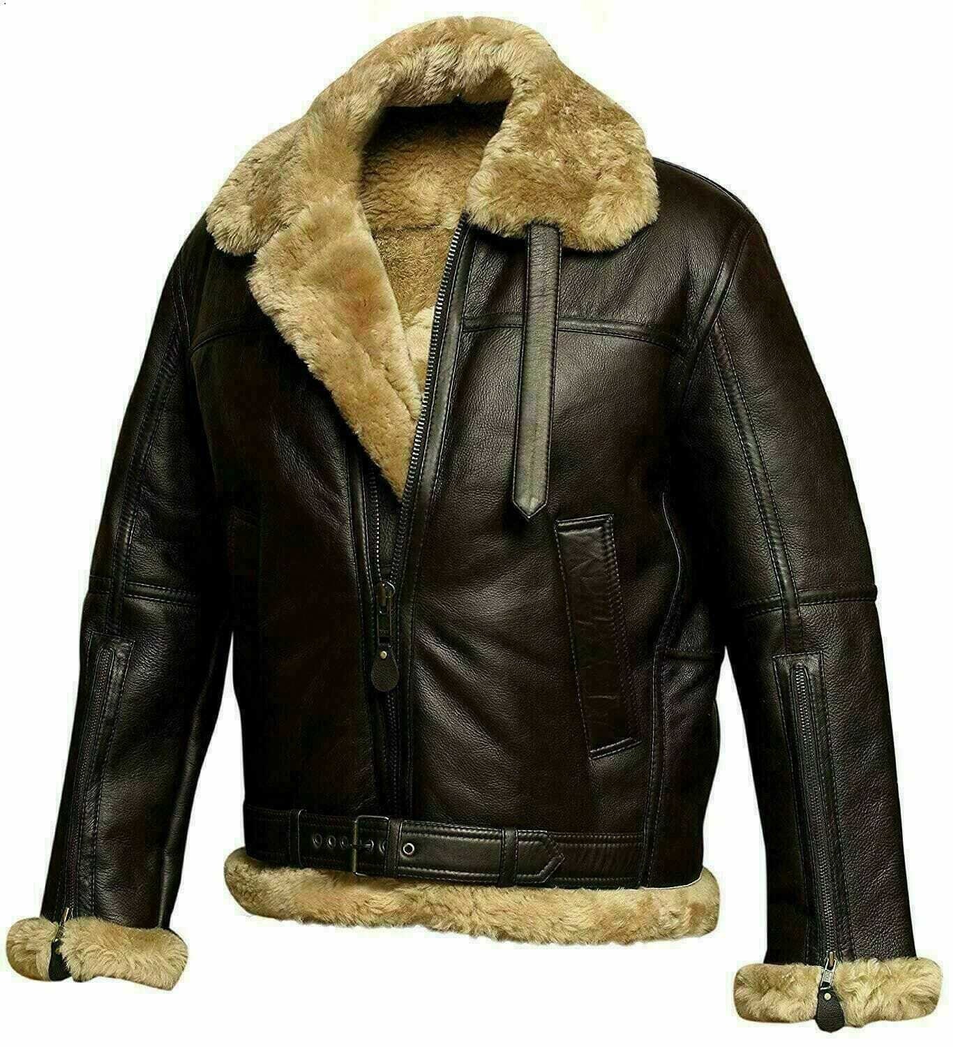 New Bomber Jacket RAF Aviator Leather Jackets Men's Real Leather ...