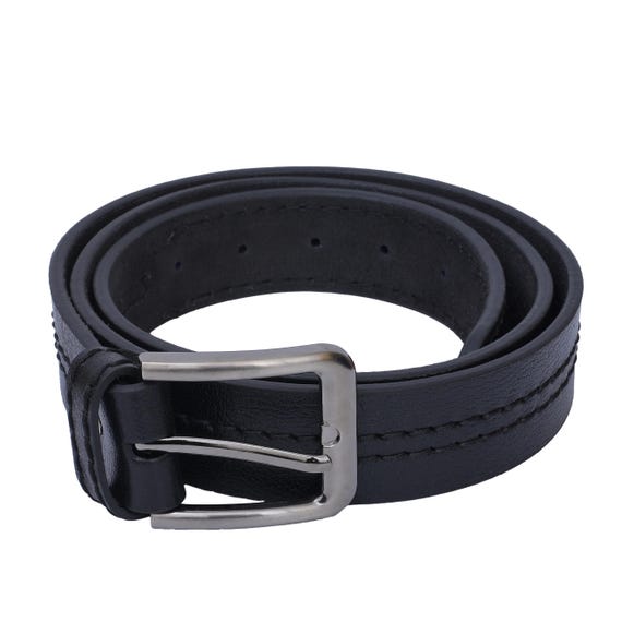 Men’s  Black Genuine Leather Belt – Double Stitched, Premium Buckle, 100% Real Leather Gift for Husband