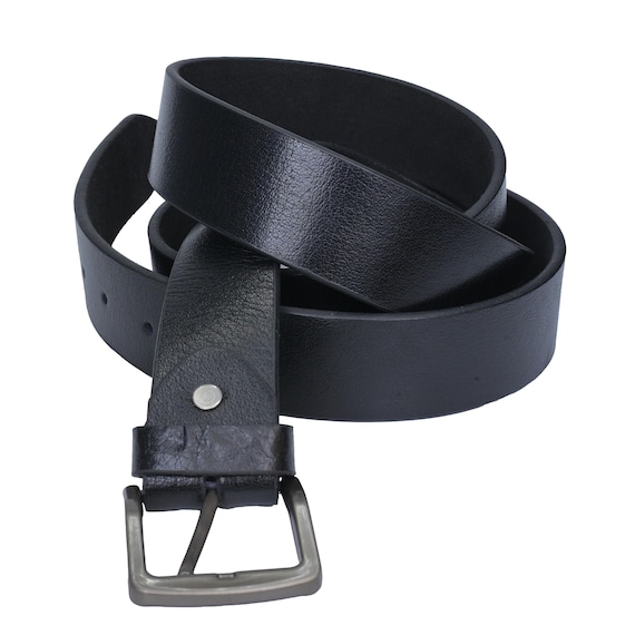 Handmade Black Leather Belt for Men – Genuine Leather, Classic Buckle, Everyday or Formal Wear Gift For Him