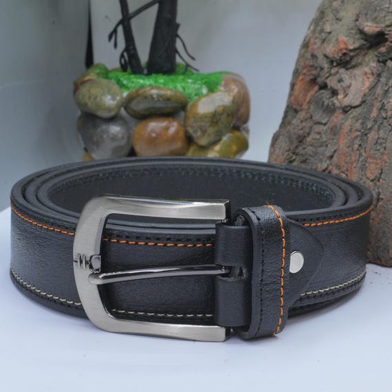 Handmade Real Black Leather Belt for Men – Stylish and Durable for Formal or Casual Wear gift for him