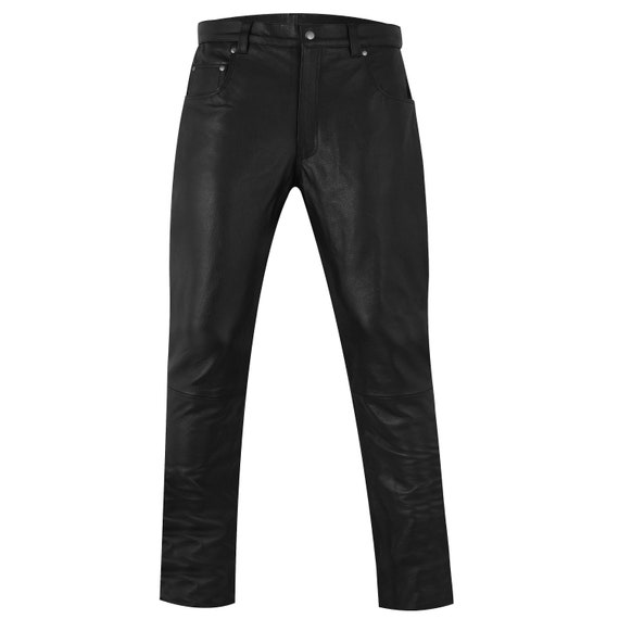 Men Leather Pant | Black Bikers Pants, Real cowhide Genuine Leather | Leather Slim Fit Pants, Gift for Him, Black Leather Pant, Gift for Son