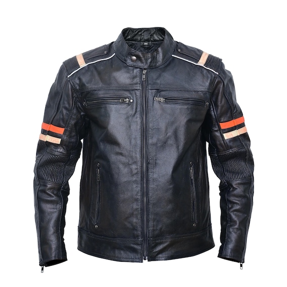 Men's Biker Slim Fit Genuine Cowhide Leather Jacket Windprof-Motorcycle Racer Jacket-Fashion Leather Jacket-Gift for him-Special winter gift