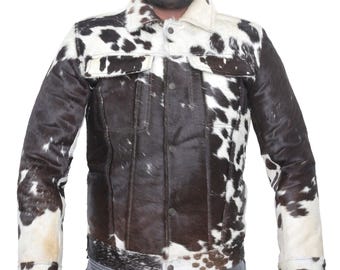 Echte Hair-On-Rindslederjacke für Herren - Rindslederoberbekleidung im Western-Stil für Biker & Freizeitkleidung | Einzigartiges handgemachtes Geschenk für Sie und Ihn