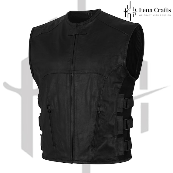Mens Leather Biker vest| Men Motorcycle Black Leather Vest| Fashion Leather Vest, Gift for boy friend| gift for him, gifted for friend