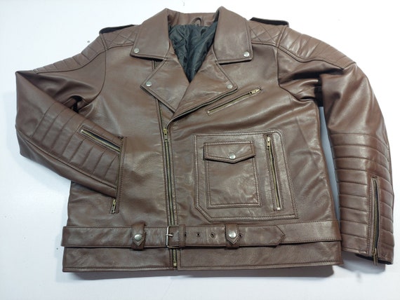 Mens Brown Leather Jacket| Biker Leather Jacket| Motor Cycle Leather Jacket| Gift for him