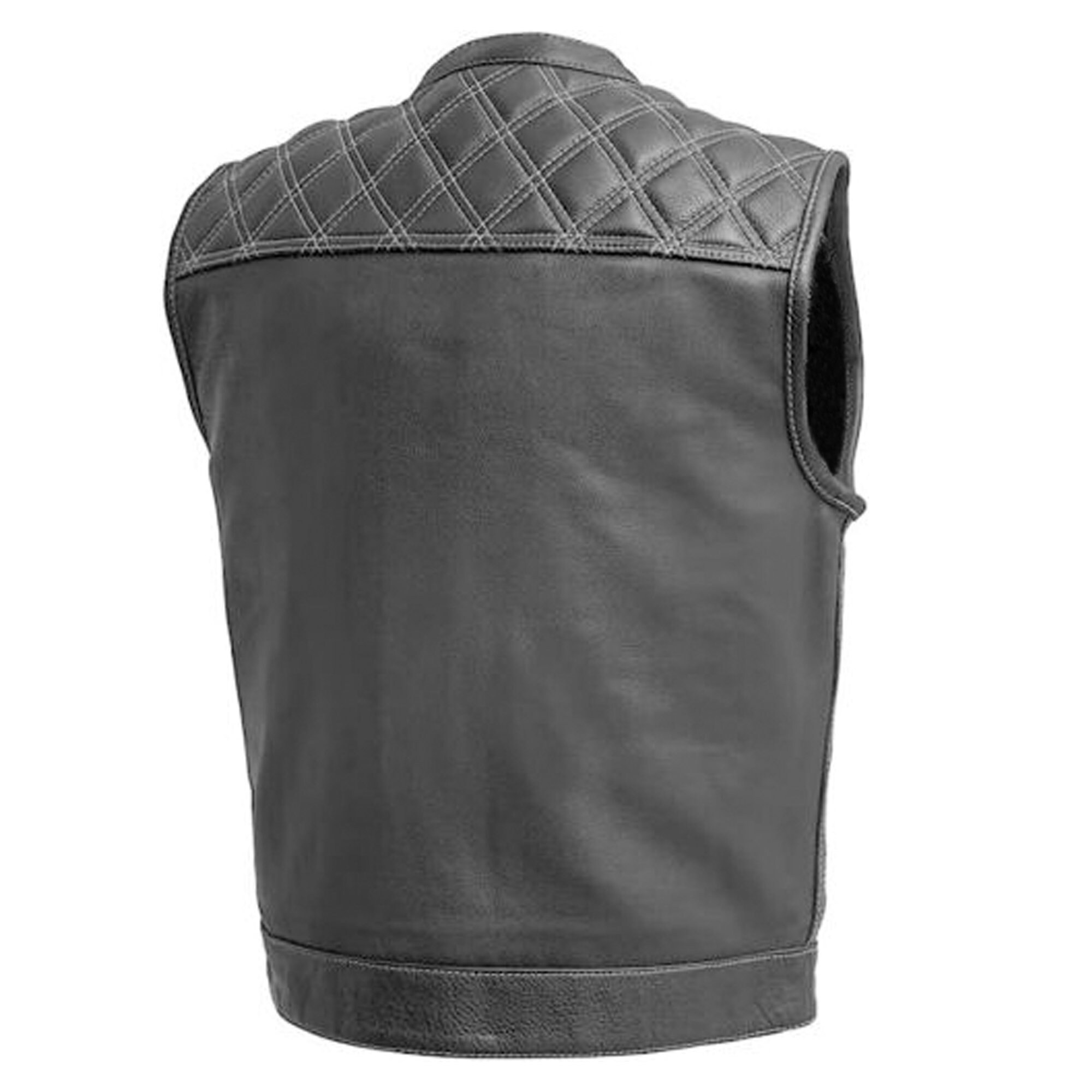 Handmade Men Hunt Club Leather Vest, Mens Motorcycle Diamond Quilted ...