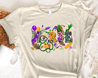 Mardi Gras Nurse Shirt, Carnaval Nurse Mardi Gras Shirt, Louisiana Festival Mardi Gras Sweatshirts, Fat Tuesday Nurse, Mardi Gras Nurse Gift