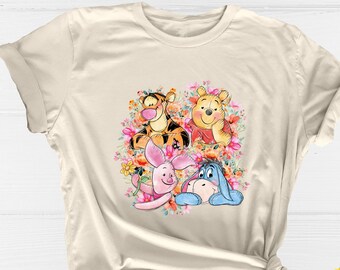 Winnie the Pooh Shirt, Floral Garden Winnie the Pooh Shirt, Disney Garden Flower Shirt, Disney Flower Shirt, Disney Family Vacation Shirt