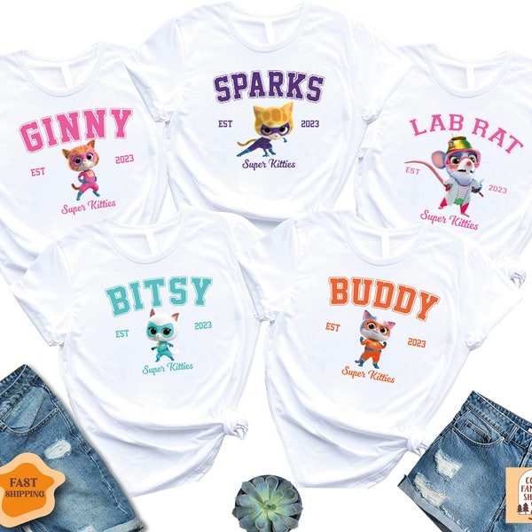 Disney Super Kitties Shirt, Custom Super Kittie Shirt, Buddy Cat Shirt, Bitsy Cat Shirt, Ginny Cat Shirt, Sparks Cat Shirt, Lab Rat Kitties