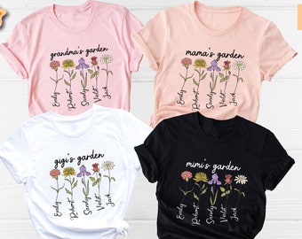 Grandma Mama Gigi Mimi Garden Shirt, Grandparents Shirt, Mothers Day Shirt, Flower Mama Shirt, Custom Grandma Shirt, Kids Names Shirt