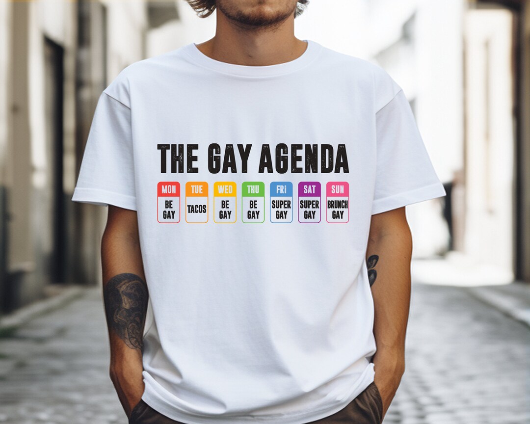 Gay Agenda T Shirt White Man Fit Perfect Gay Agenda T Shirt main image 1
