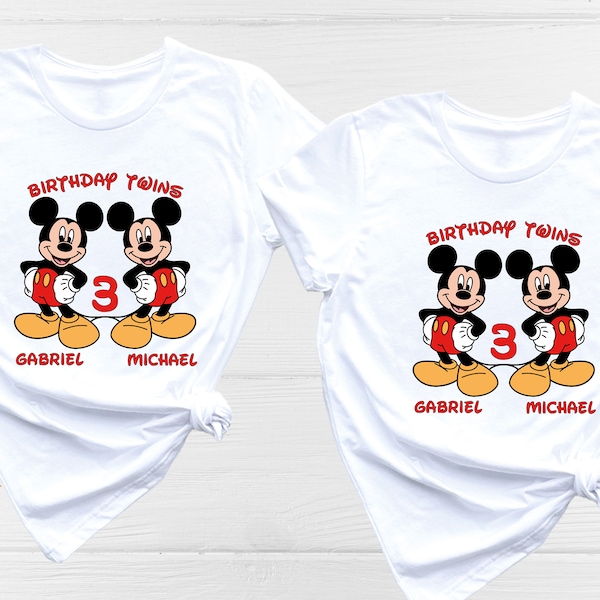 Disney Twin Boy Shirts, Disney Twins Birthday Shirts, Mickey Birthday Shirt, Mickey Twin Birthday Shirt, Disney Birthday Party Shirt