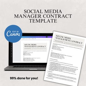 Freelance Social Media Manager Contract Template, Social Media Management Contract Template, Freelance Social Media Contract Template