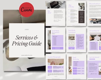 Guía de precios y servicios de gestión de redes sociales: Plantilla de Canva (descarga digital)