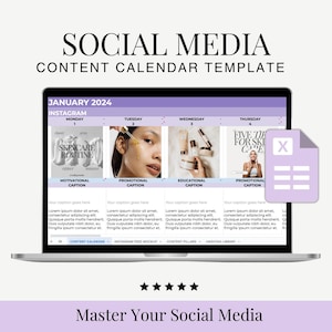 Social Media Planner, Instagram Feed, Social Media Calendar, Monthly Content Planning, Content Creation Spreadsheet, Social Media Manager
