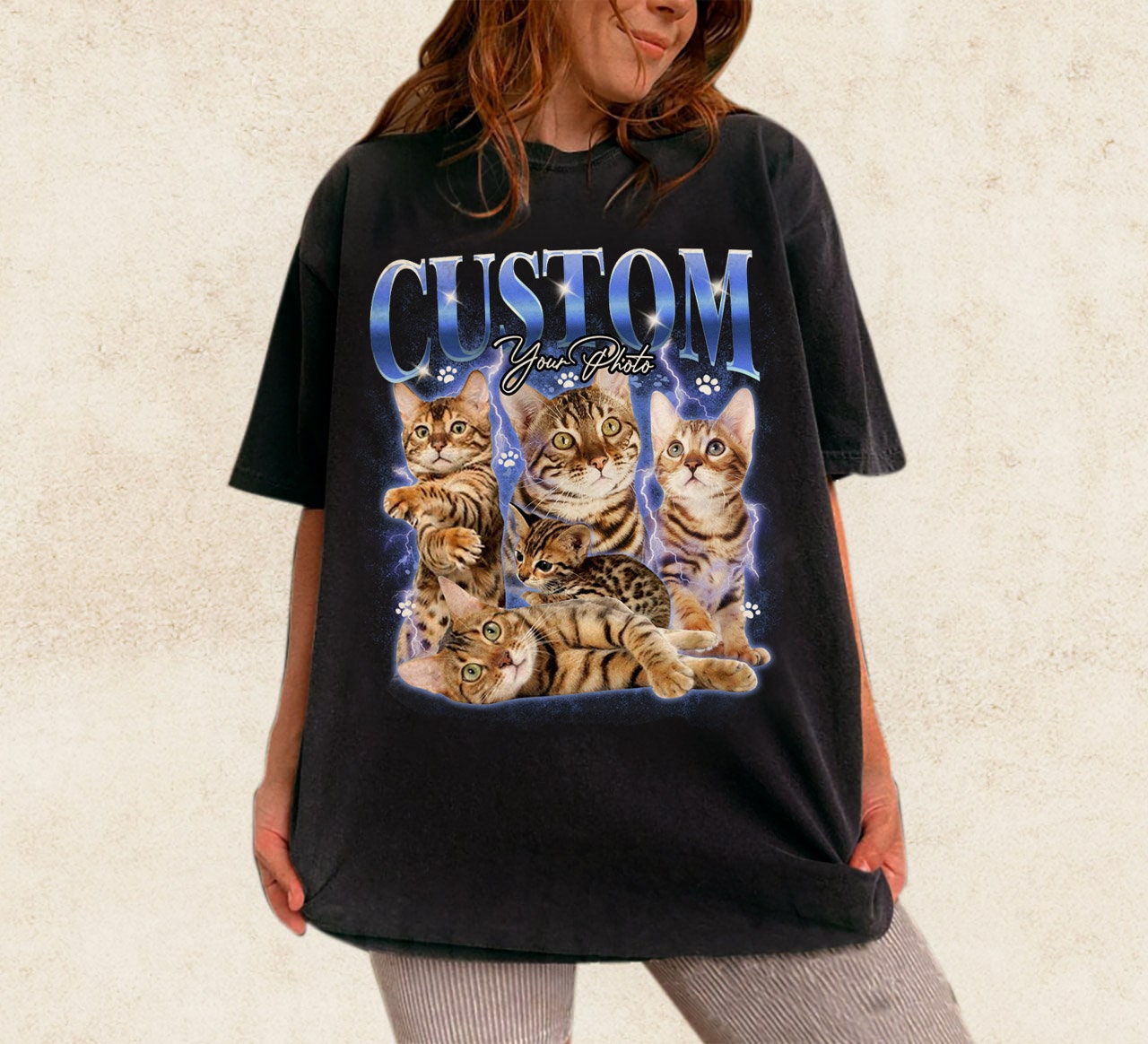 Discover Camiseta Personalizada Fotos de Gato y Perro, Camiseta Personalizada de Mascota, Diseño Personalizable