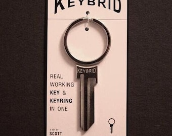 Real Key + Keyring in One!  House Key Blank, Cool Minimalist Design for Home or Office, Perfect Gift for a New Home Owner / Renter