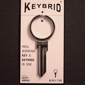Key + Keyring in One!  House Key Blank, Cool Minimalist Design for Home or Office, Perfect Gift New Home Owner/Renter &quot;Keybrid&quot; hybrid key
